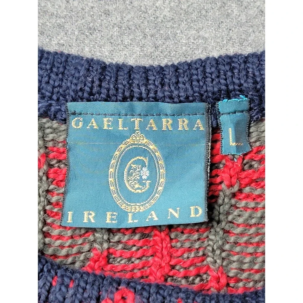 Gaeltarra Ireland Men's Sweater‎ Size L Linen Cotton Knit Geometric Pattern